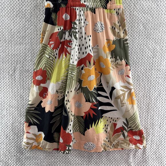 Ann Taylor Shirt Dress Womens 8 Beige Red Button Front Crew Cap Sleeve Belt - Picture 8 of 13